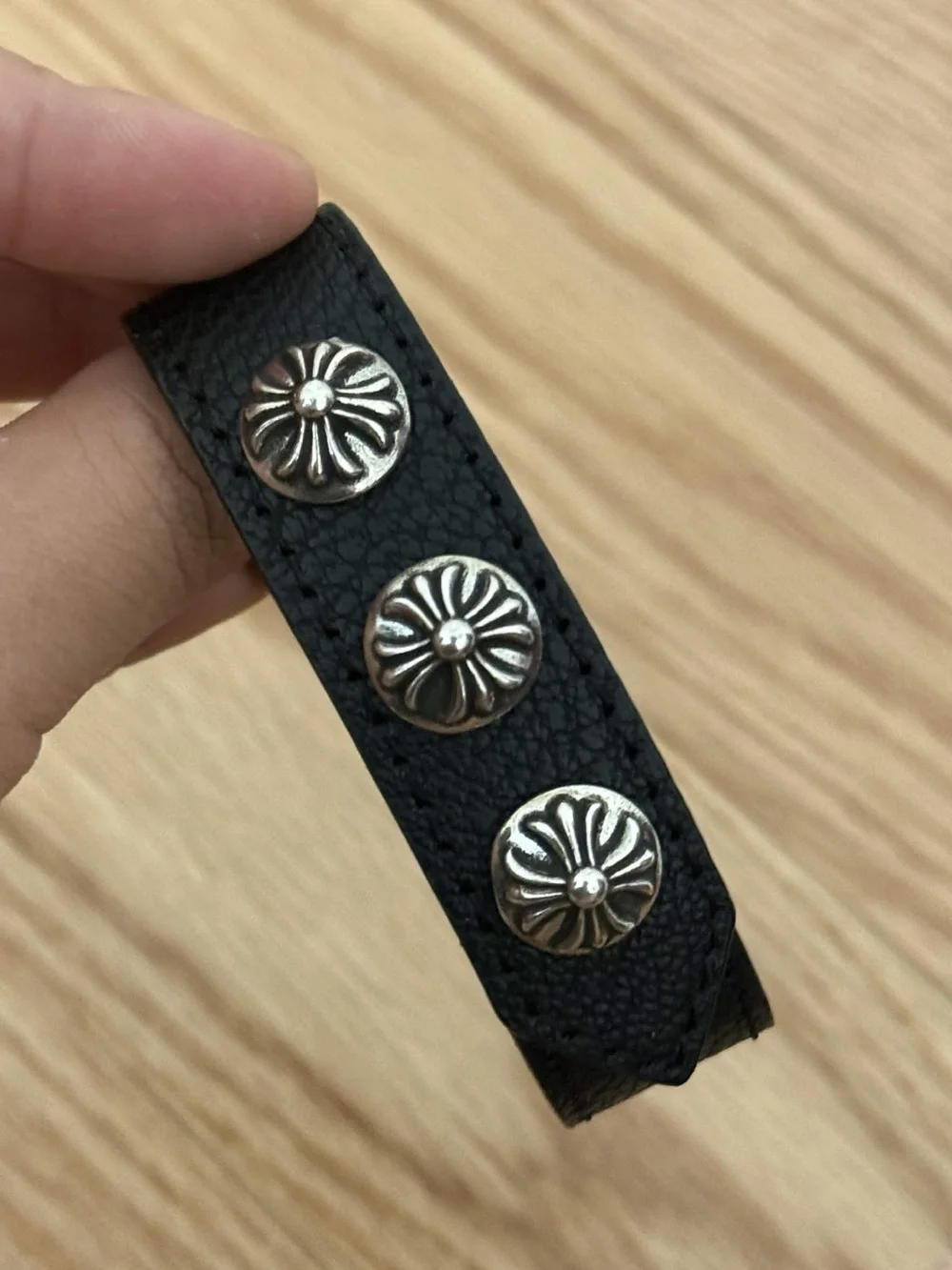 Men’s Leather Snap Bracelet in Deep Pink